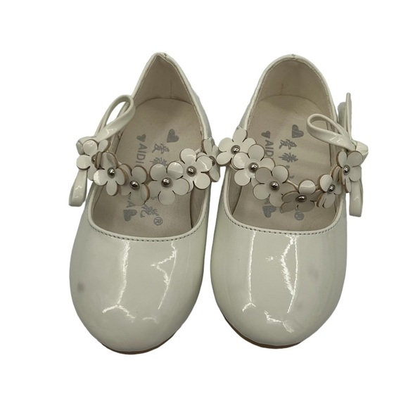 AIDIQISEHUA White Patent Floral Hook & Loop Mary Jane Shoes Size 22 Toddler - Picture 3 of 10